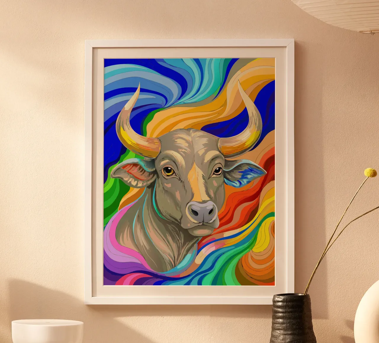 toro vettore fullcolor poster con telaio in legno da onelife