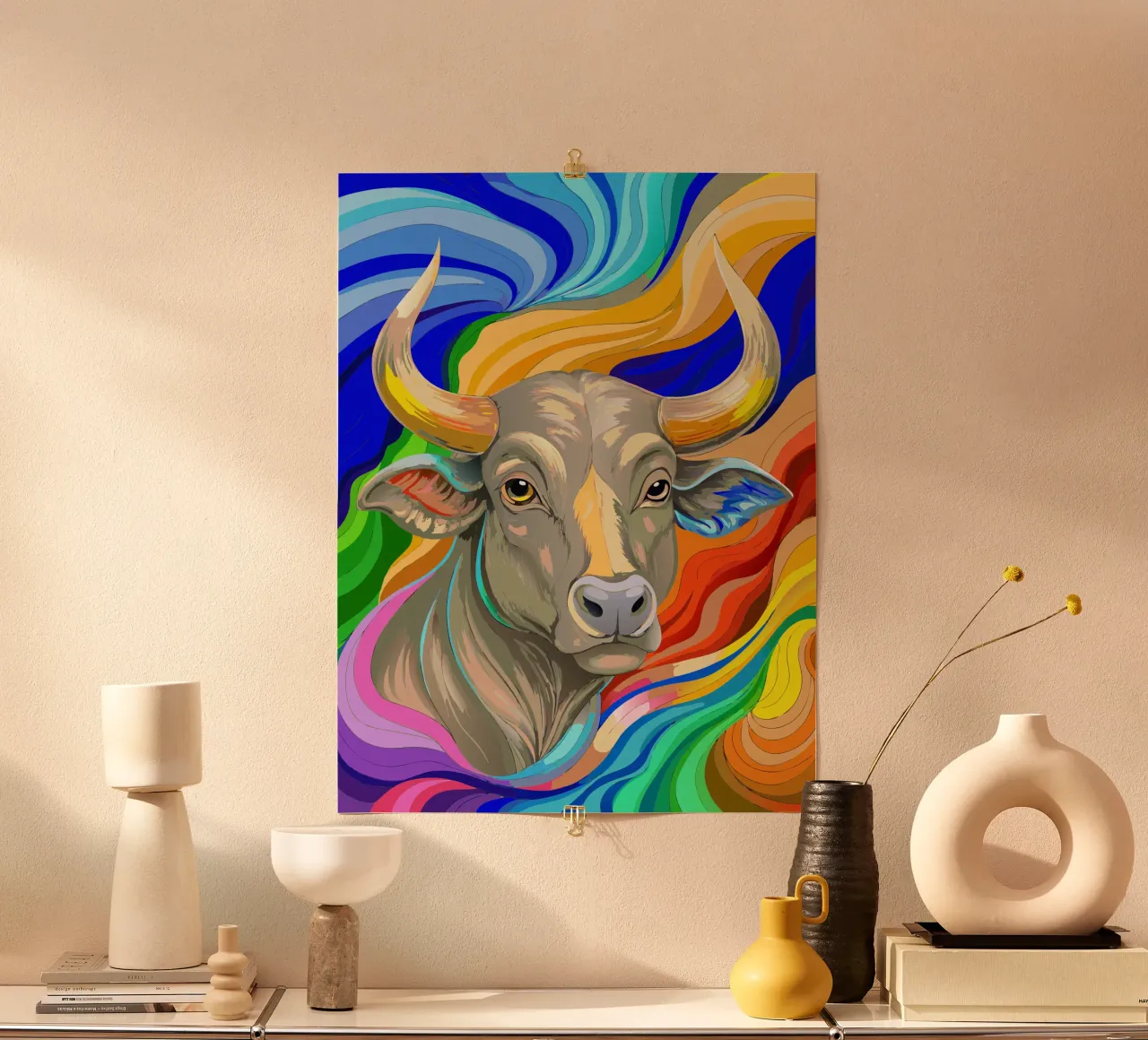 toro vettore fullcolor poster con telaio in legno da onelife