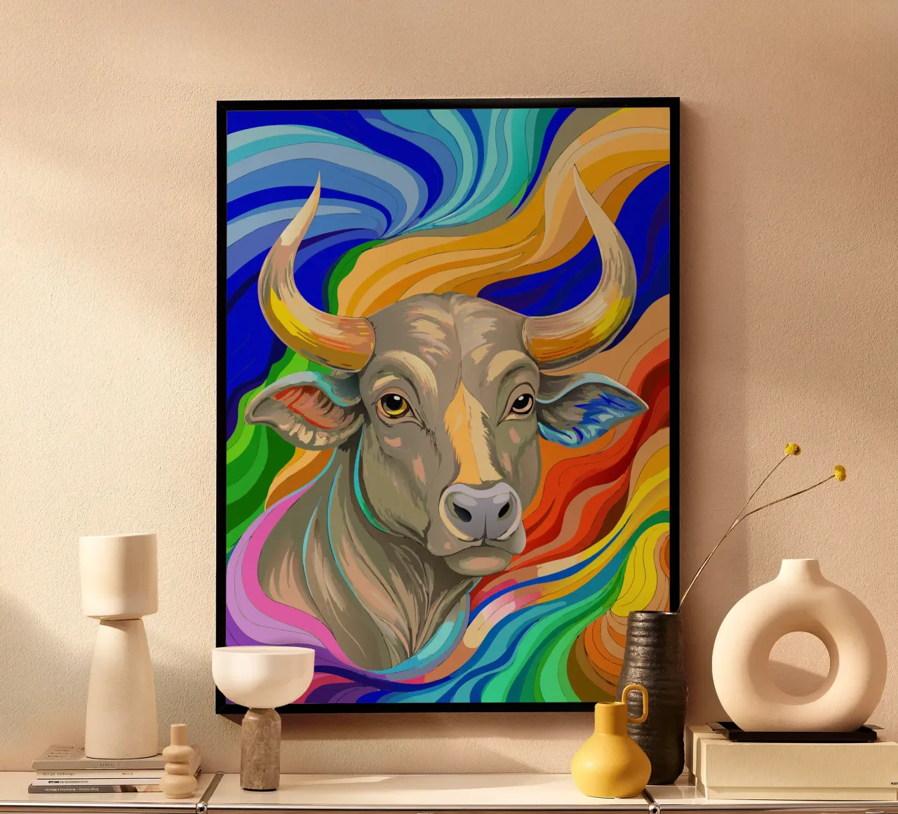 toro vettore fullcolor poster con telaio in legno da onelife