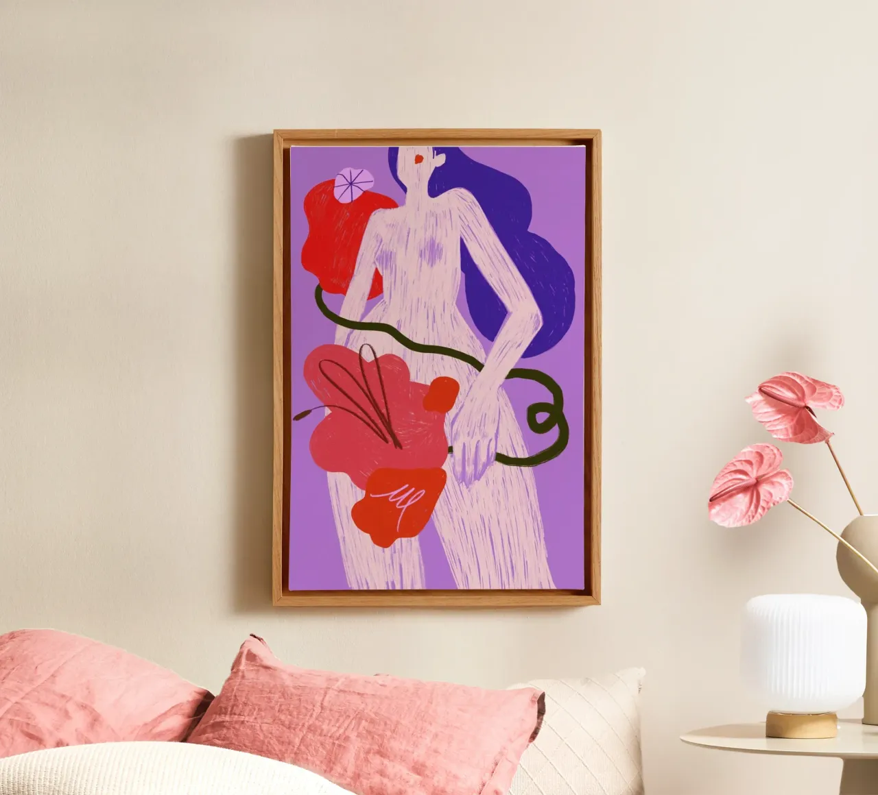 Fierce And Flourishing II canvas met Baklijst van Pure