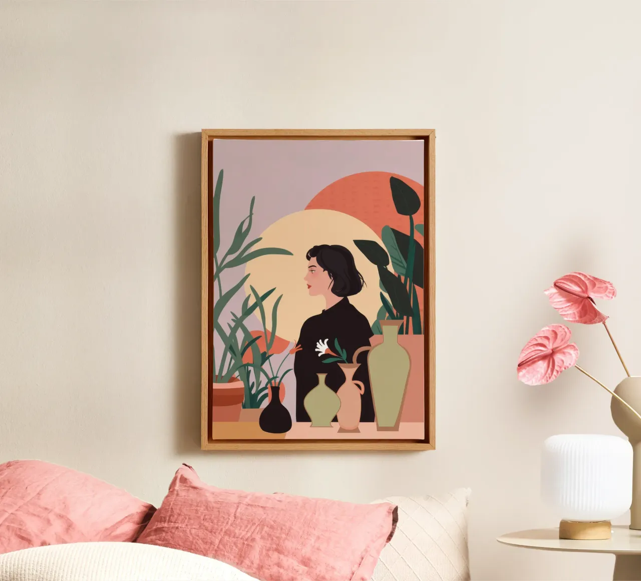 Jungle Cat Repose canvas with Floater frame by Peak Delusion