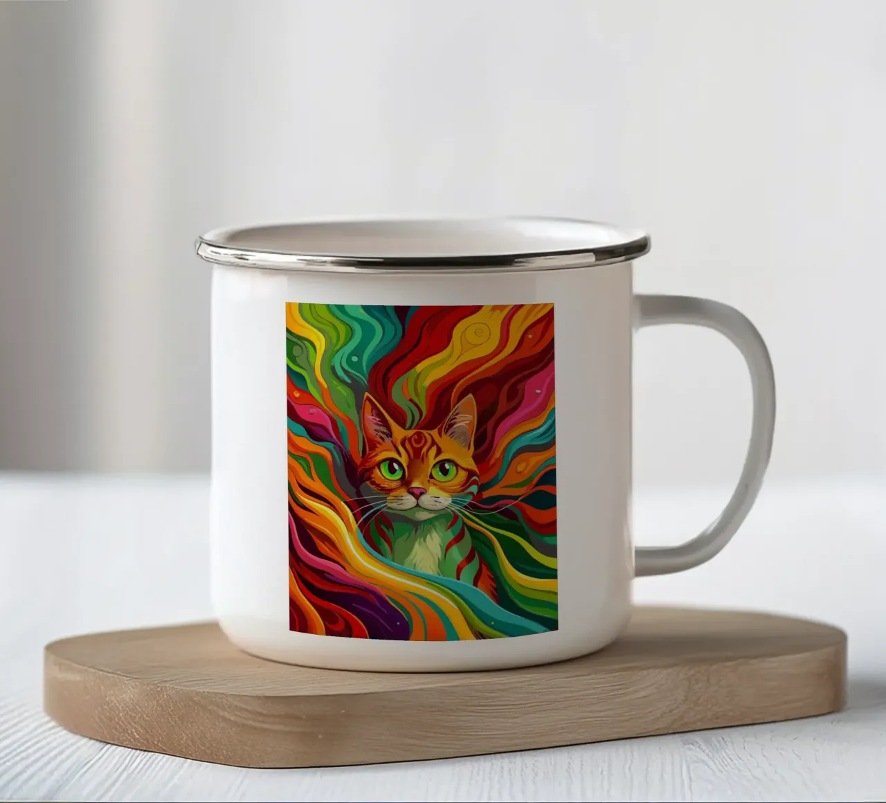 gatto vettore fullcolor tazza in smalto da onelife