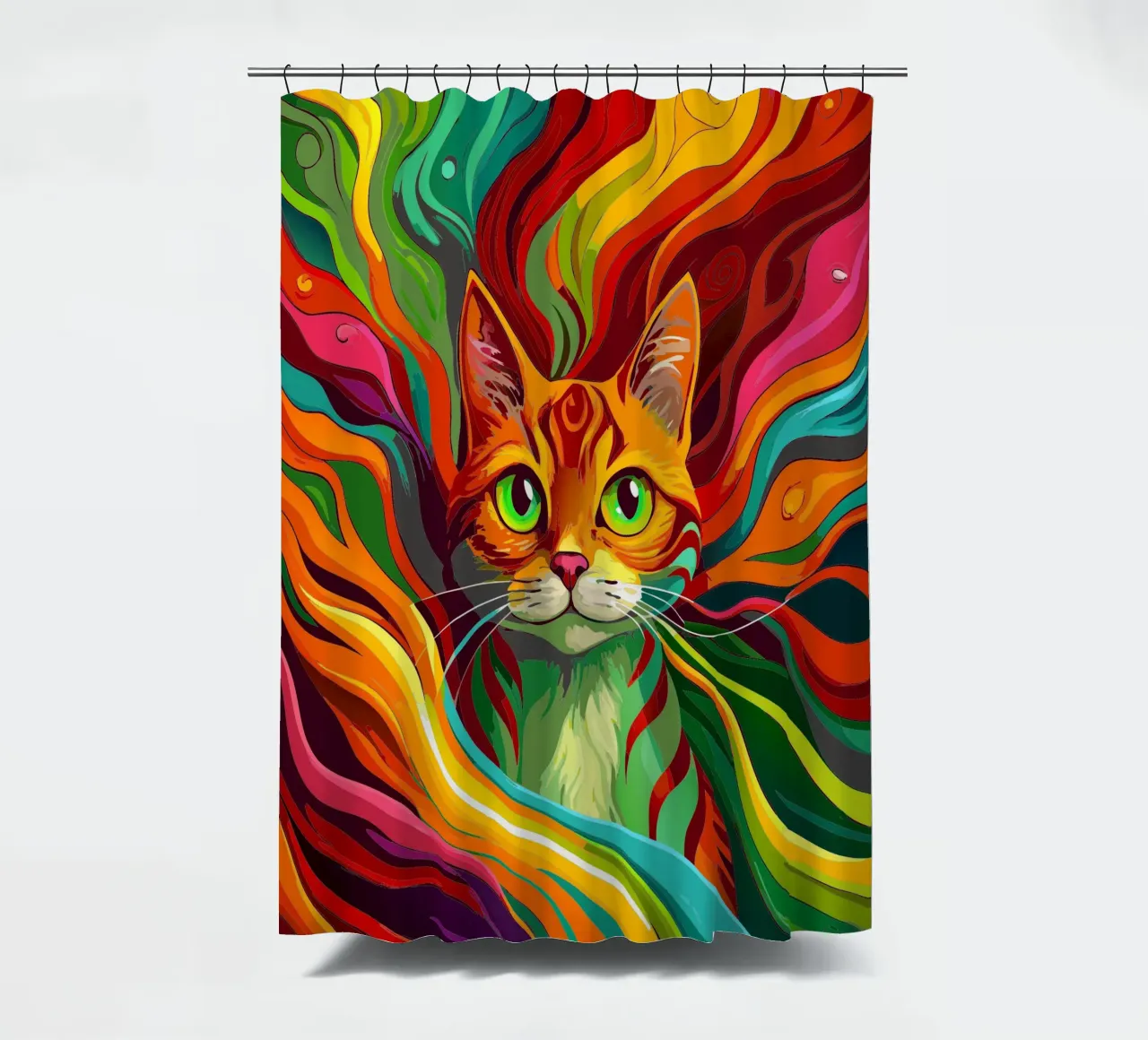 cat vector fullcolor shower curtain by onelife