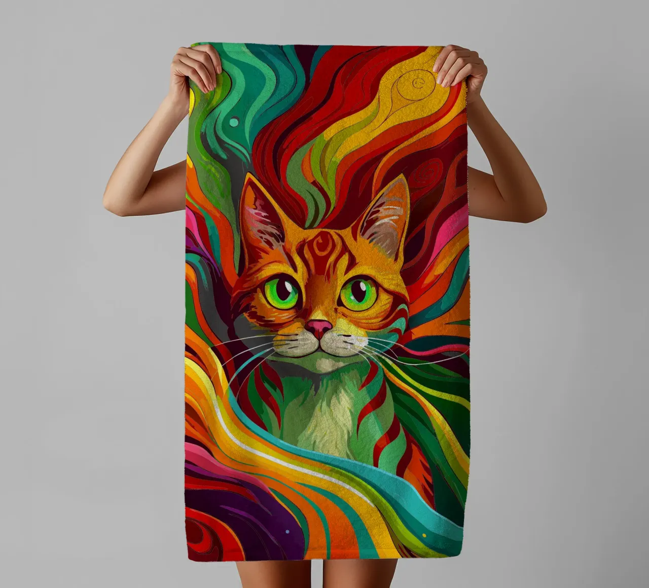 cat vector fullcolor towel by onelife