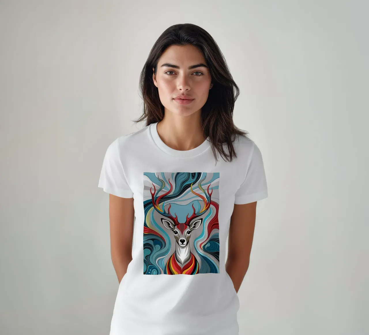 ciervo vector a todo color camiseta de onelife