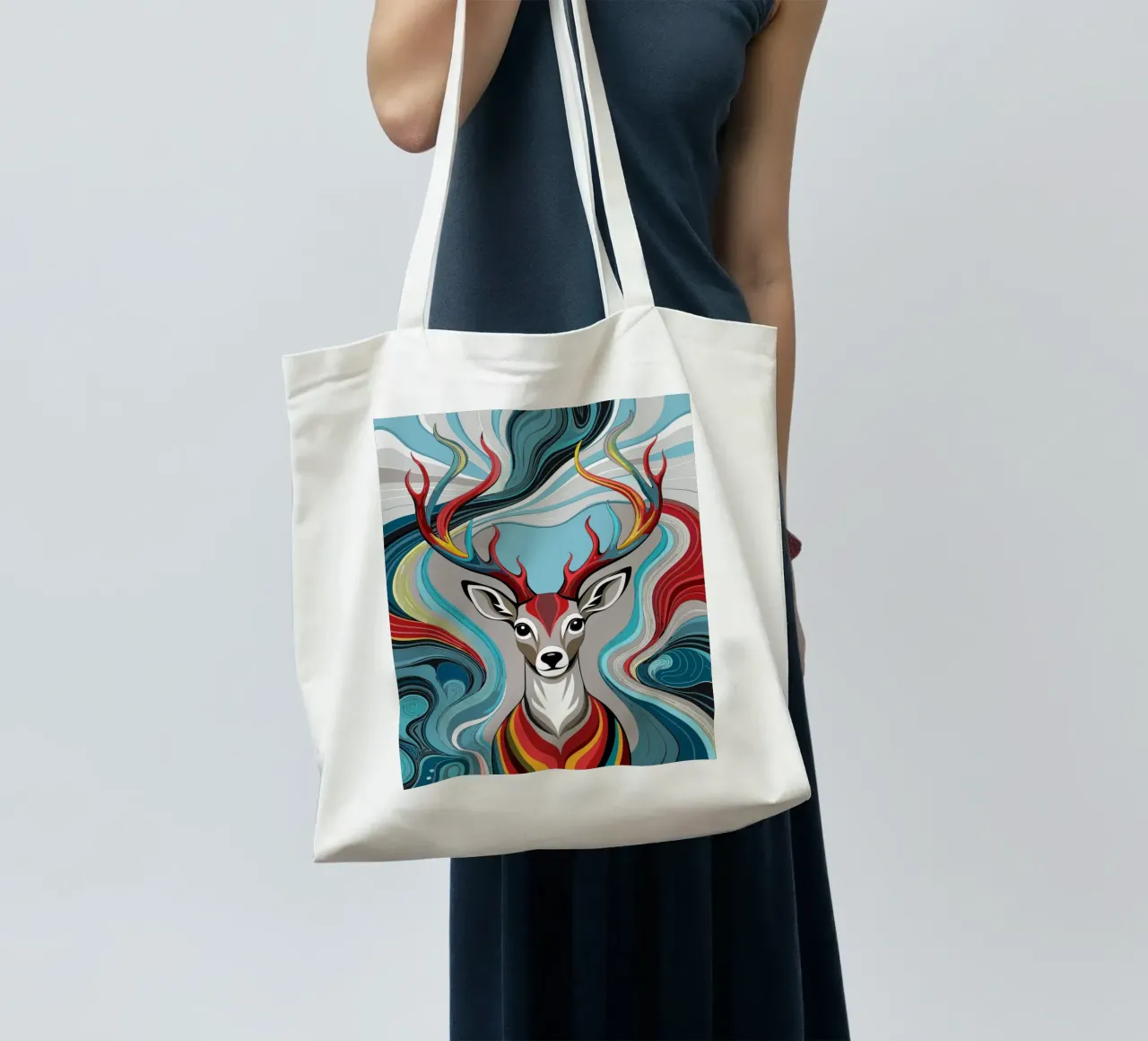 ciervo vector a todo color tote bag de onelife