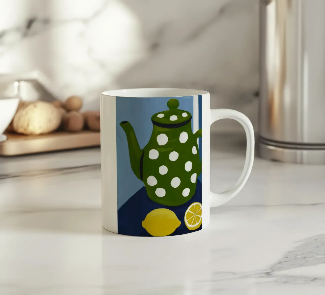 Teiera verde a pois tazza in ceramica da Peak Delusion