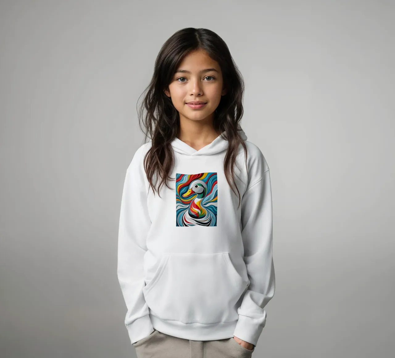 pato vector a todo color sudadera con capucha para niño de onelife