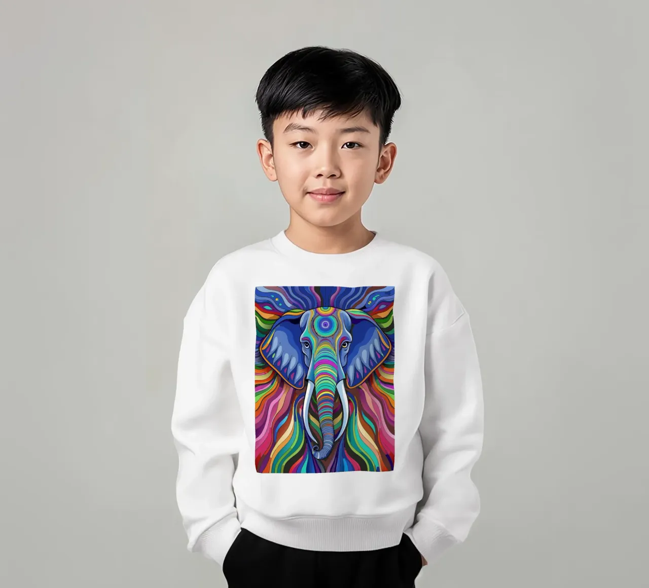 elefante vector a todo color sudadera para niño de onelife