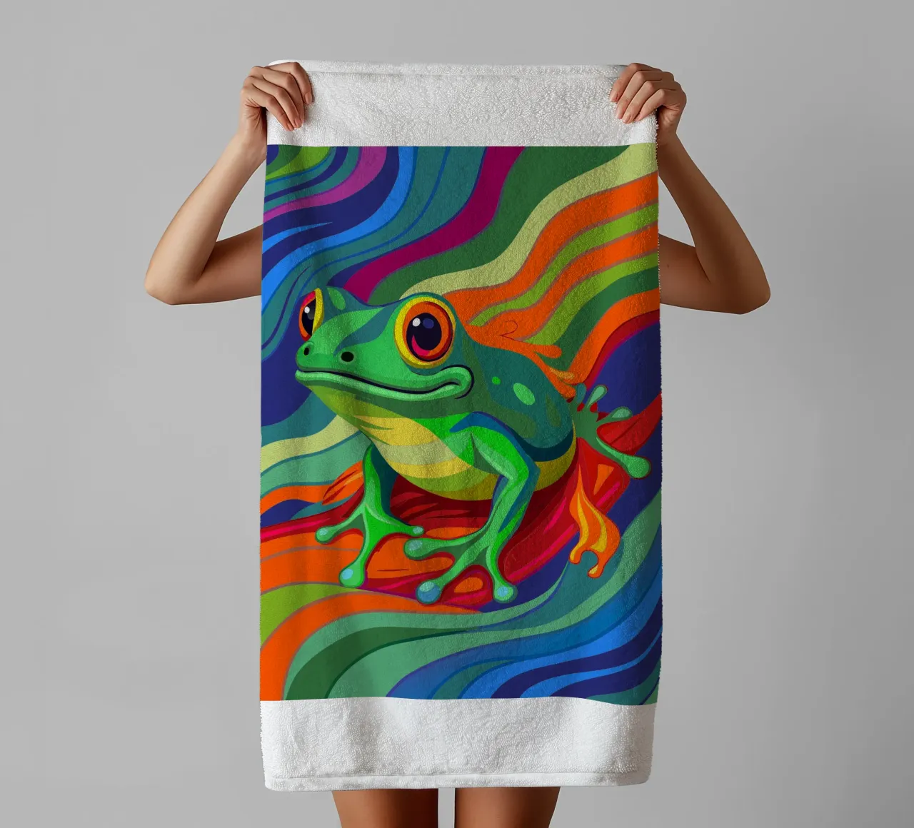 frog vector fullcolor towel by onelife