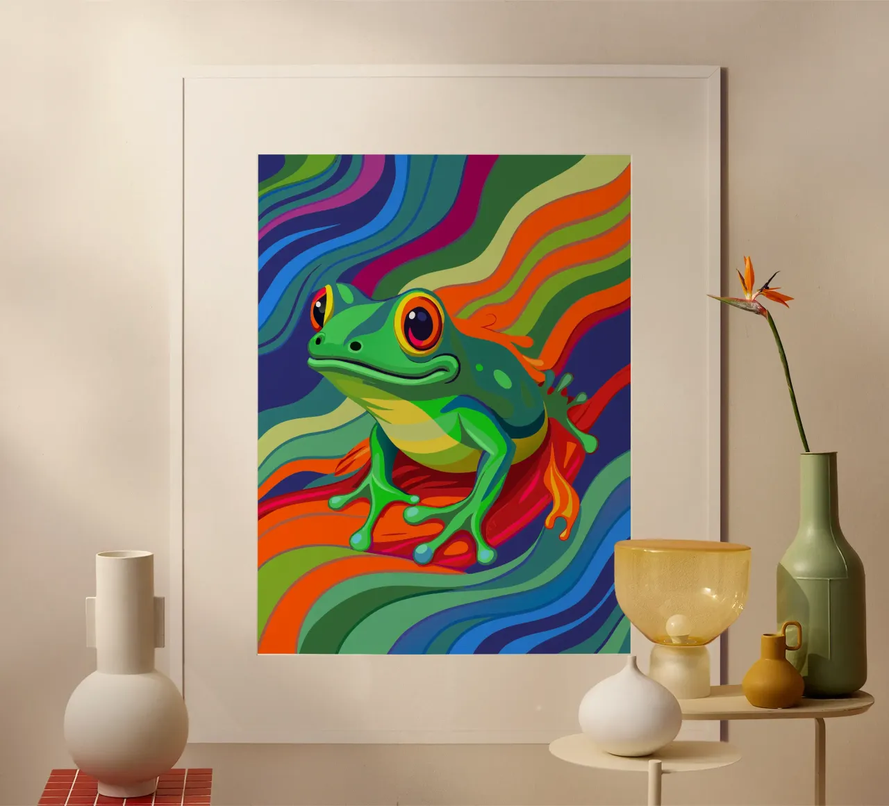 rana vettore fullcolor poster con telaio in alluminio da onelife