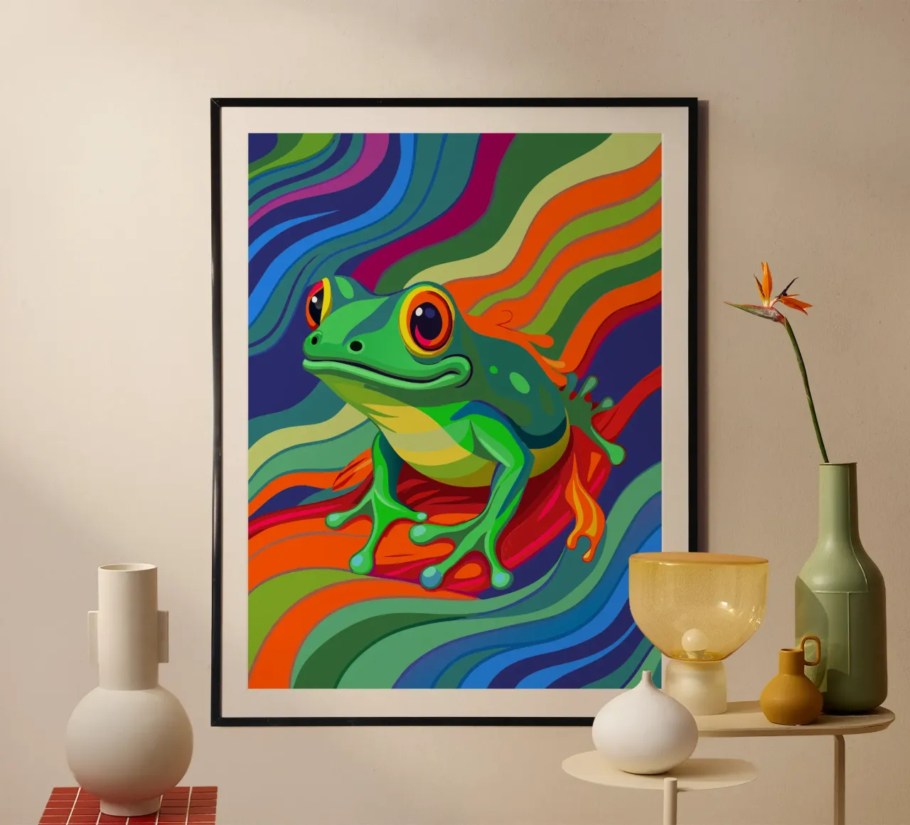 rana vettore fullcolor poster con telaio in alluminio da onelife