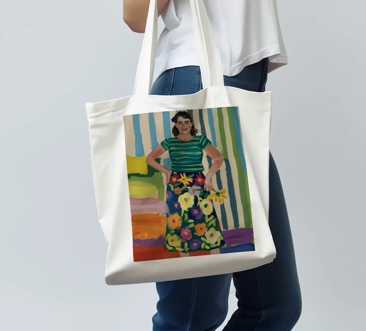 Gonna floreale Confidence borsa in juta da Muse Artworks