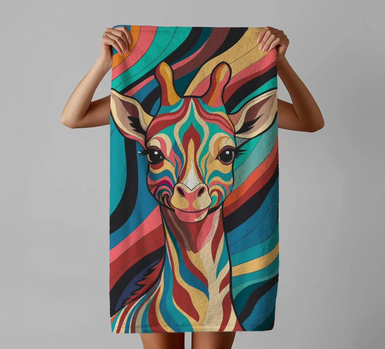 giraffe vector fullcolor towel by onelife