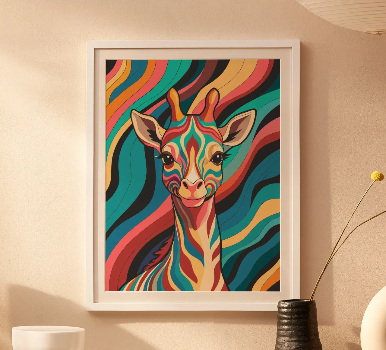 giraffa vettore fullcolor poster con telaio in legno da onelife
