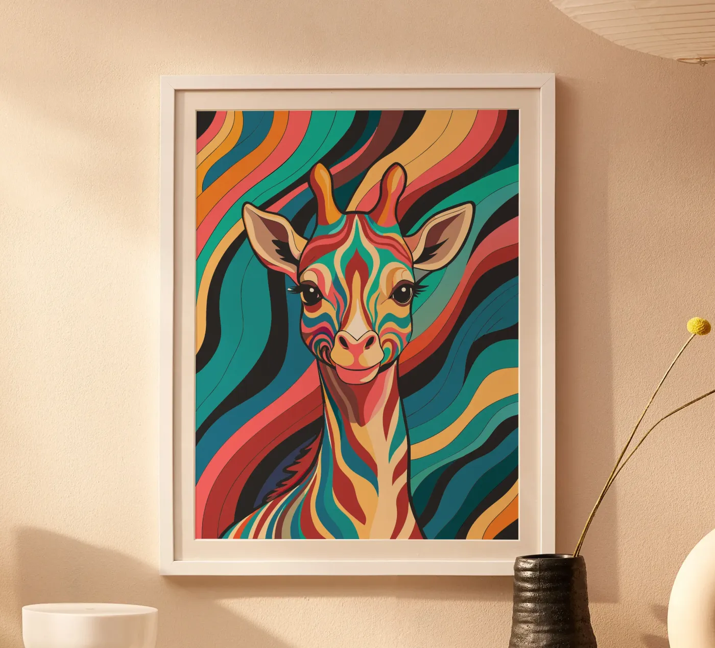 giraffe vector fullcolor poster van onelife