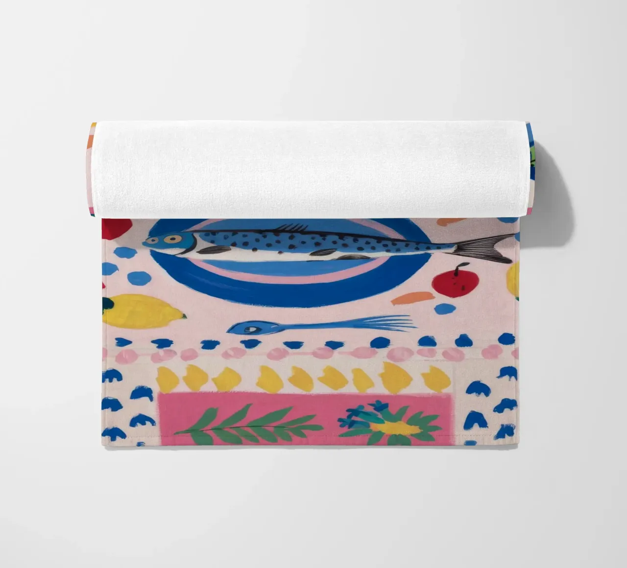 Fish Platter Stillness beach towel by Stone Decade