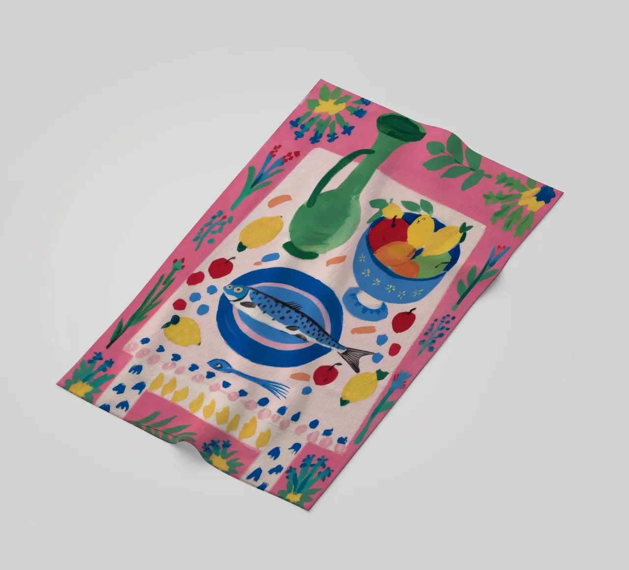Fish Platter Stillness beach towel by Stone Decade