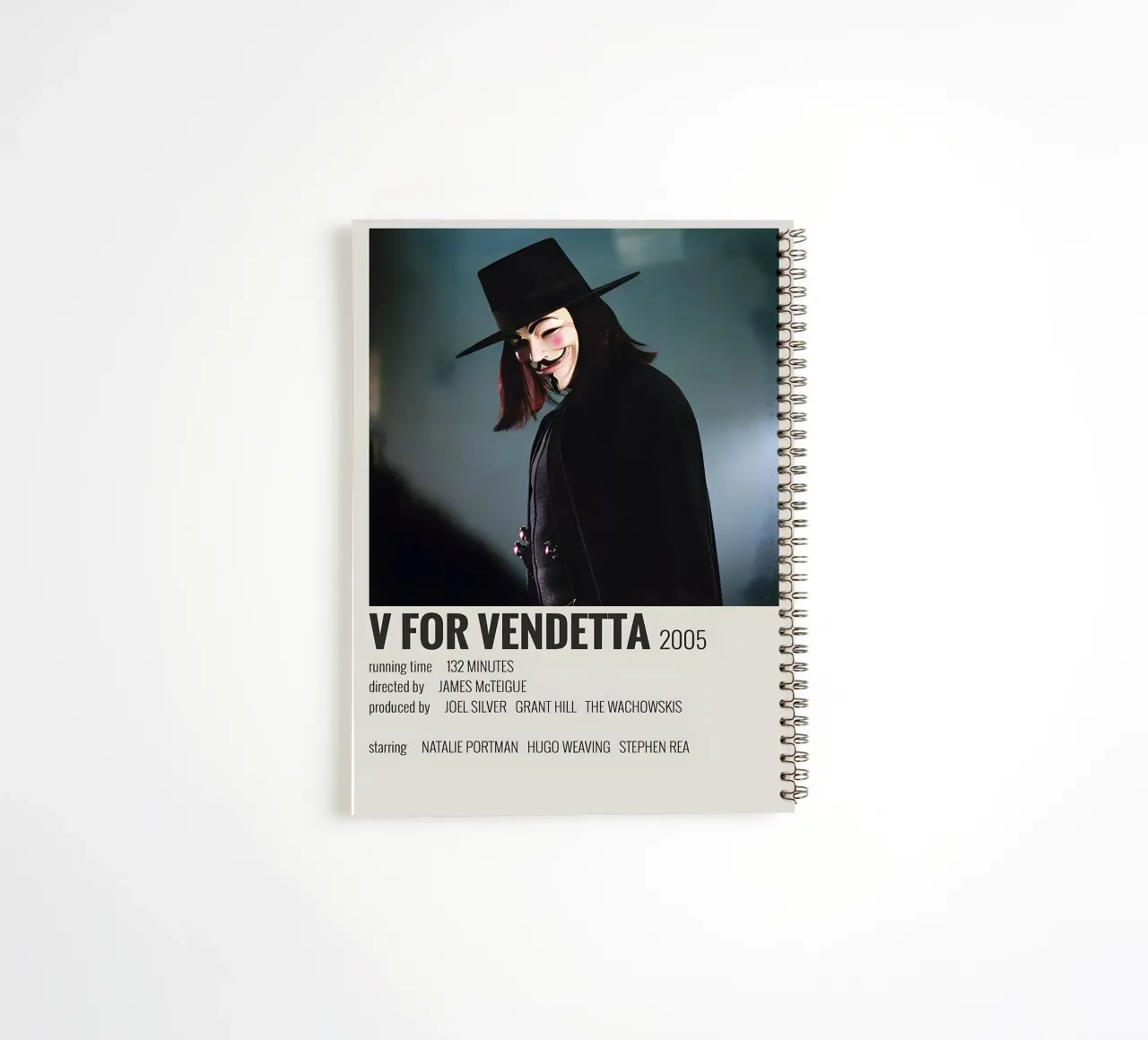 V FOR VENDETTA 2005 spiral notebook by MVFminimalist