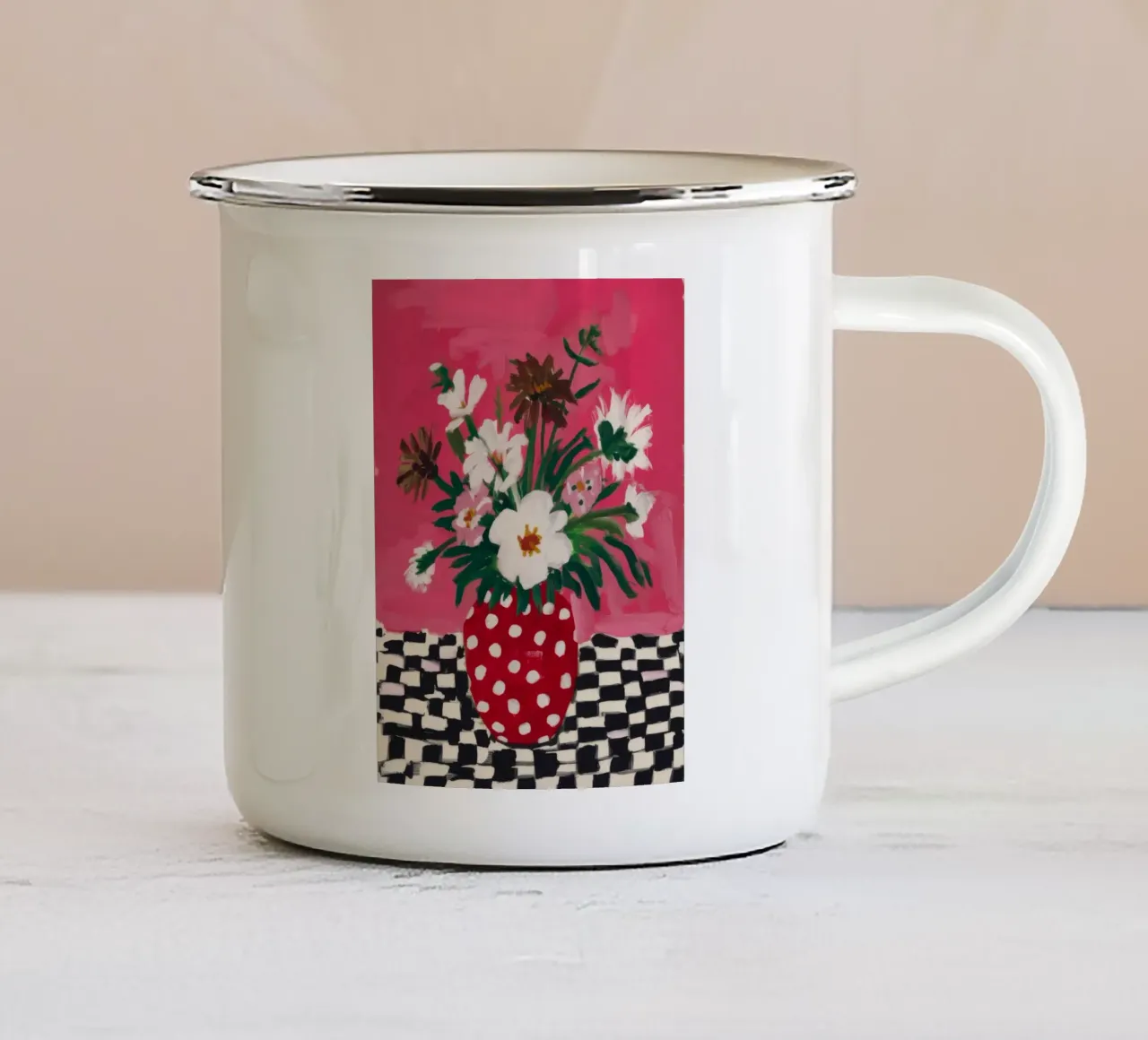 Vaso a pois rossi tazza in smalto da Muse Artworks
