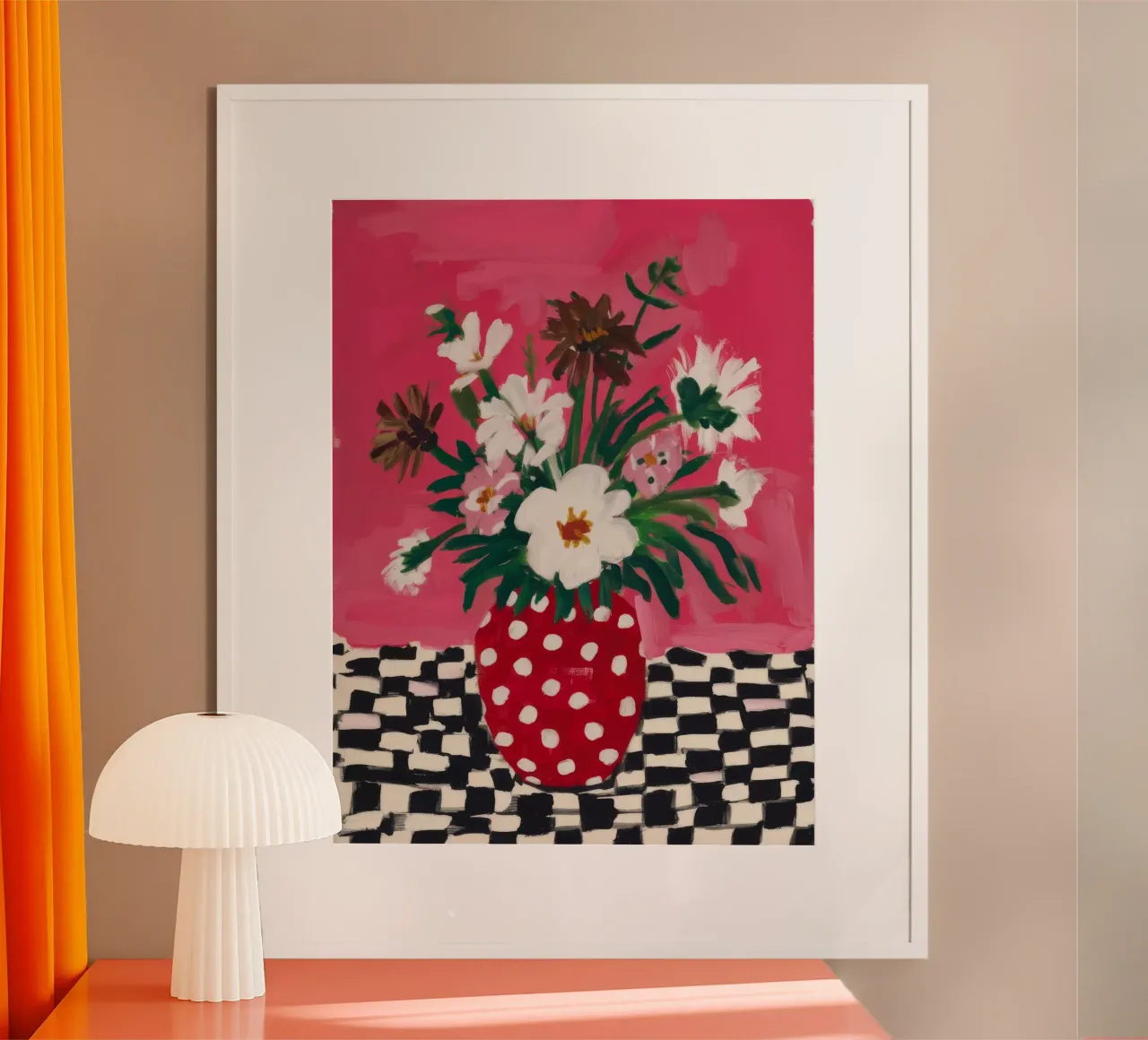 Red Polka Dot Vase hahnemühle by Muse Artworks