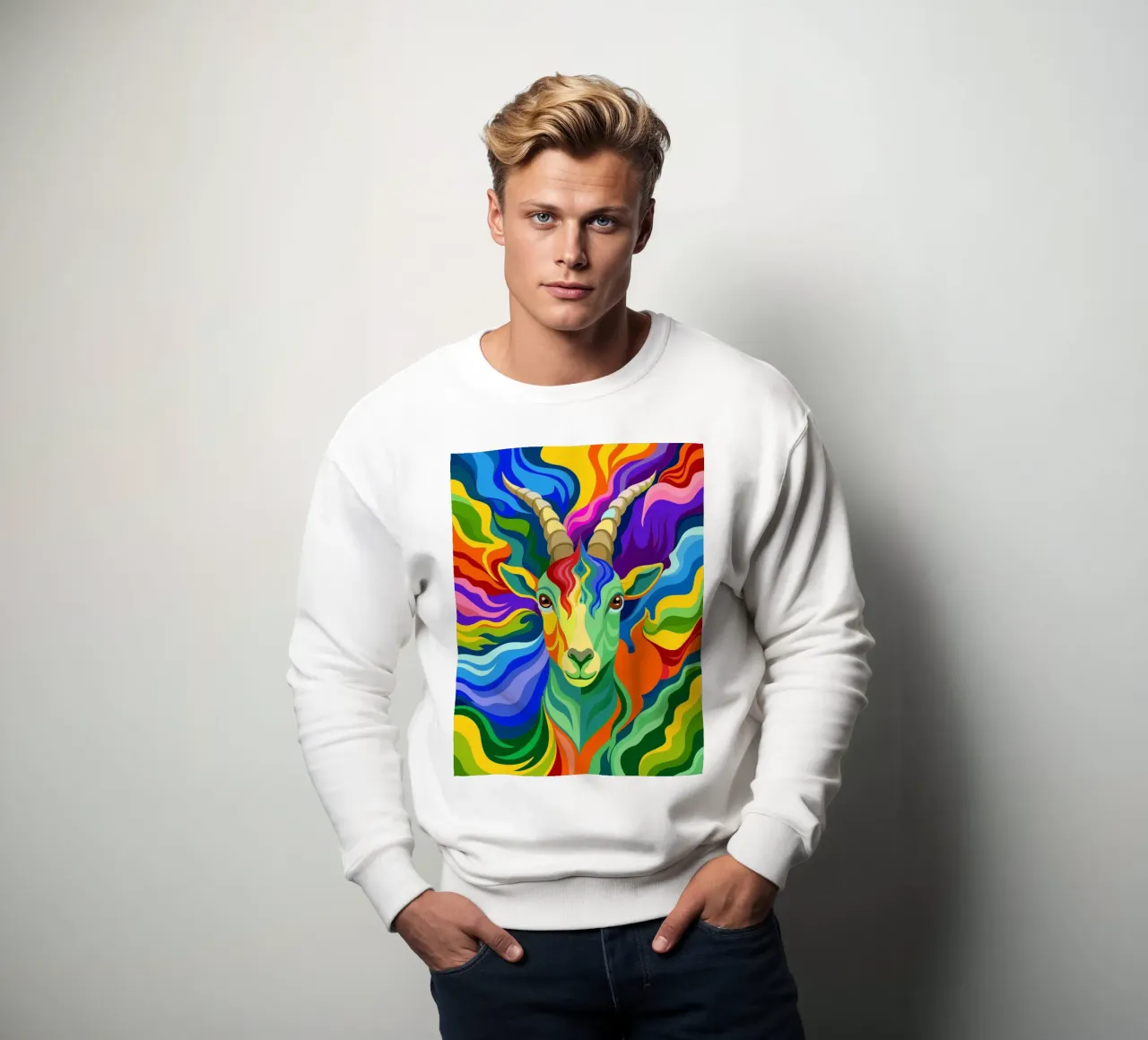 vettore capra fullcolor felpa da onelife