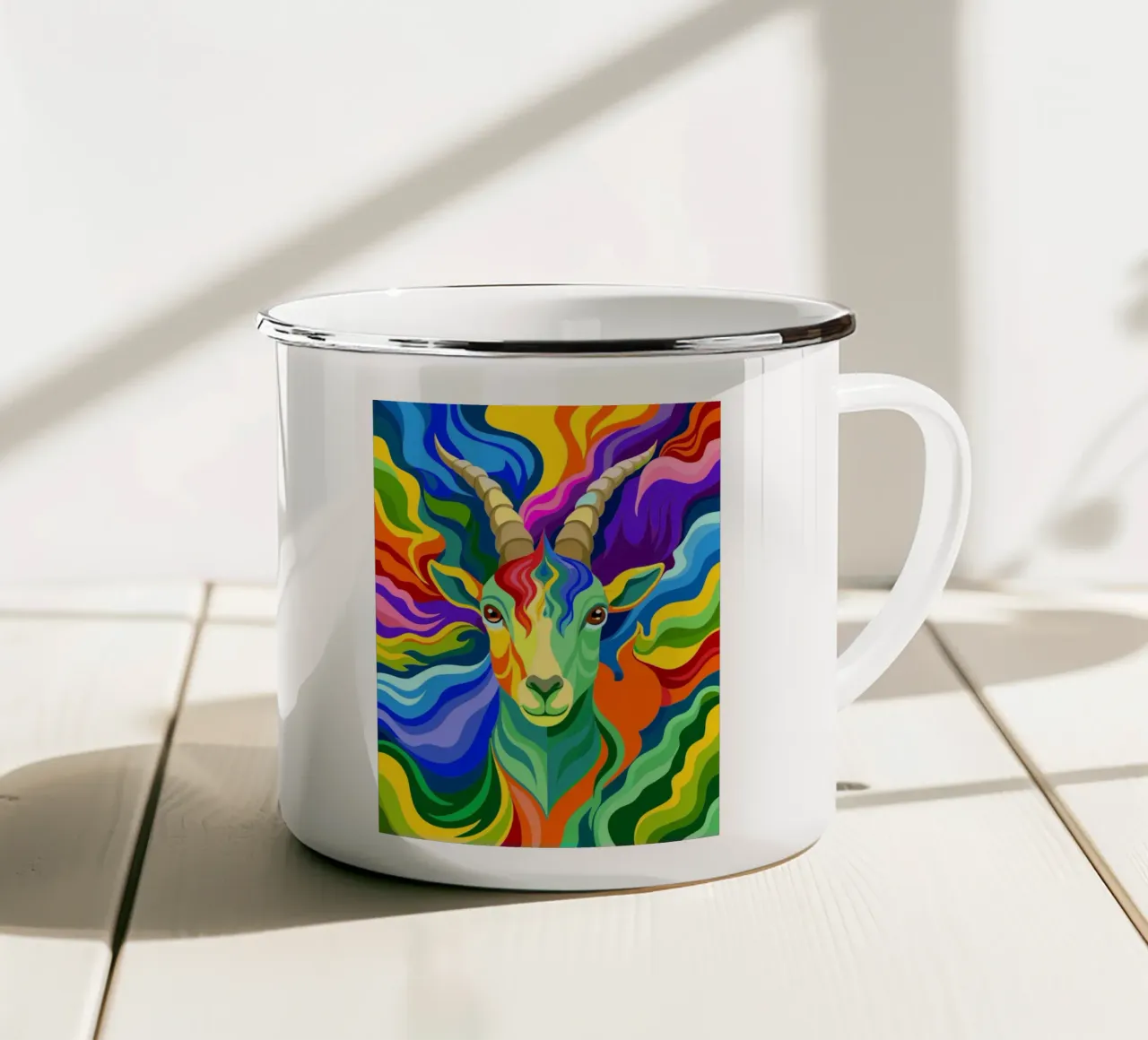 vettore capra fullcolor tazza in smalto da onelife