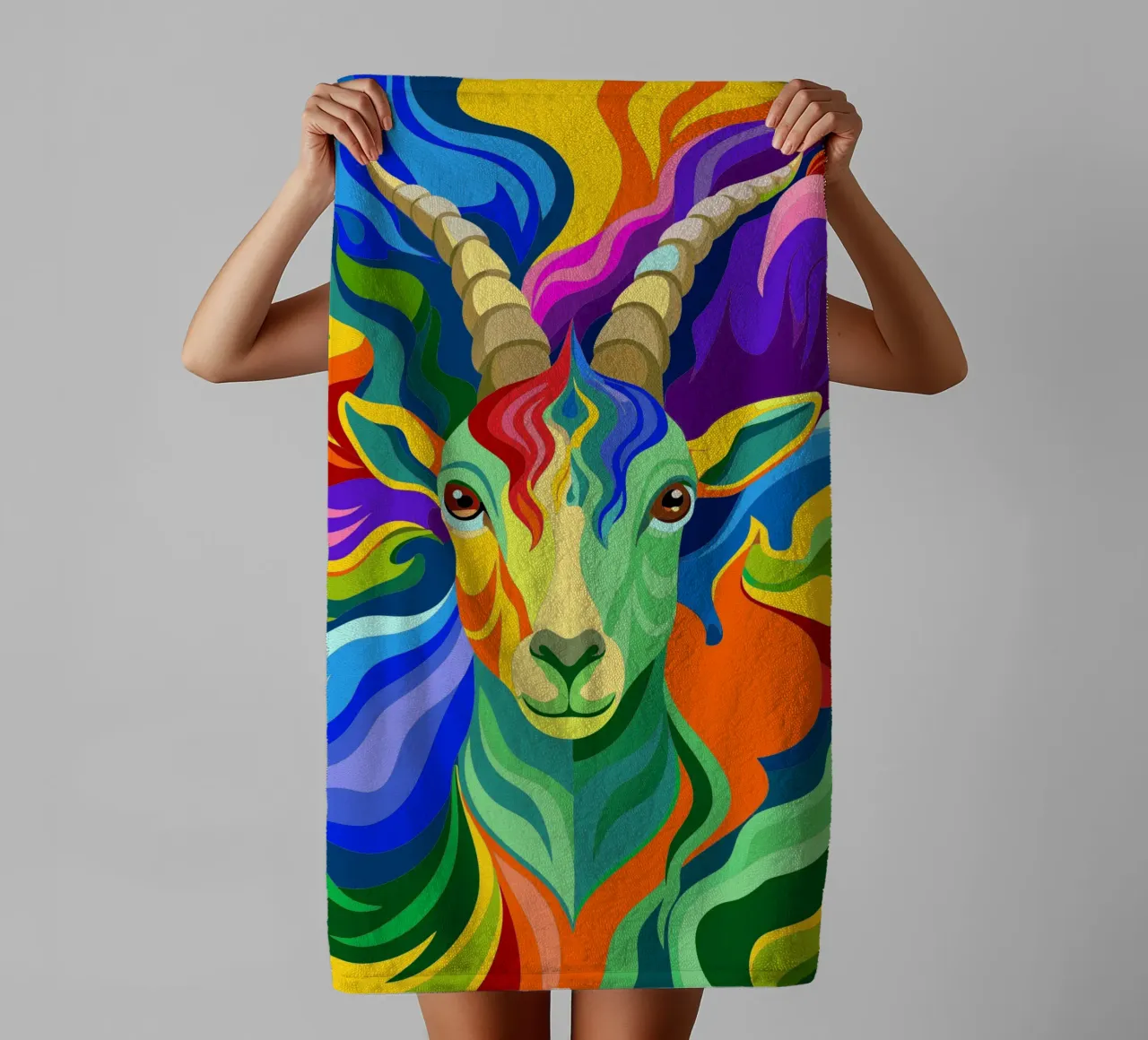 goat vector fullcolor towel by onelife