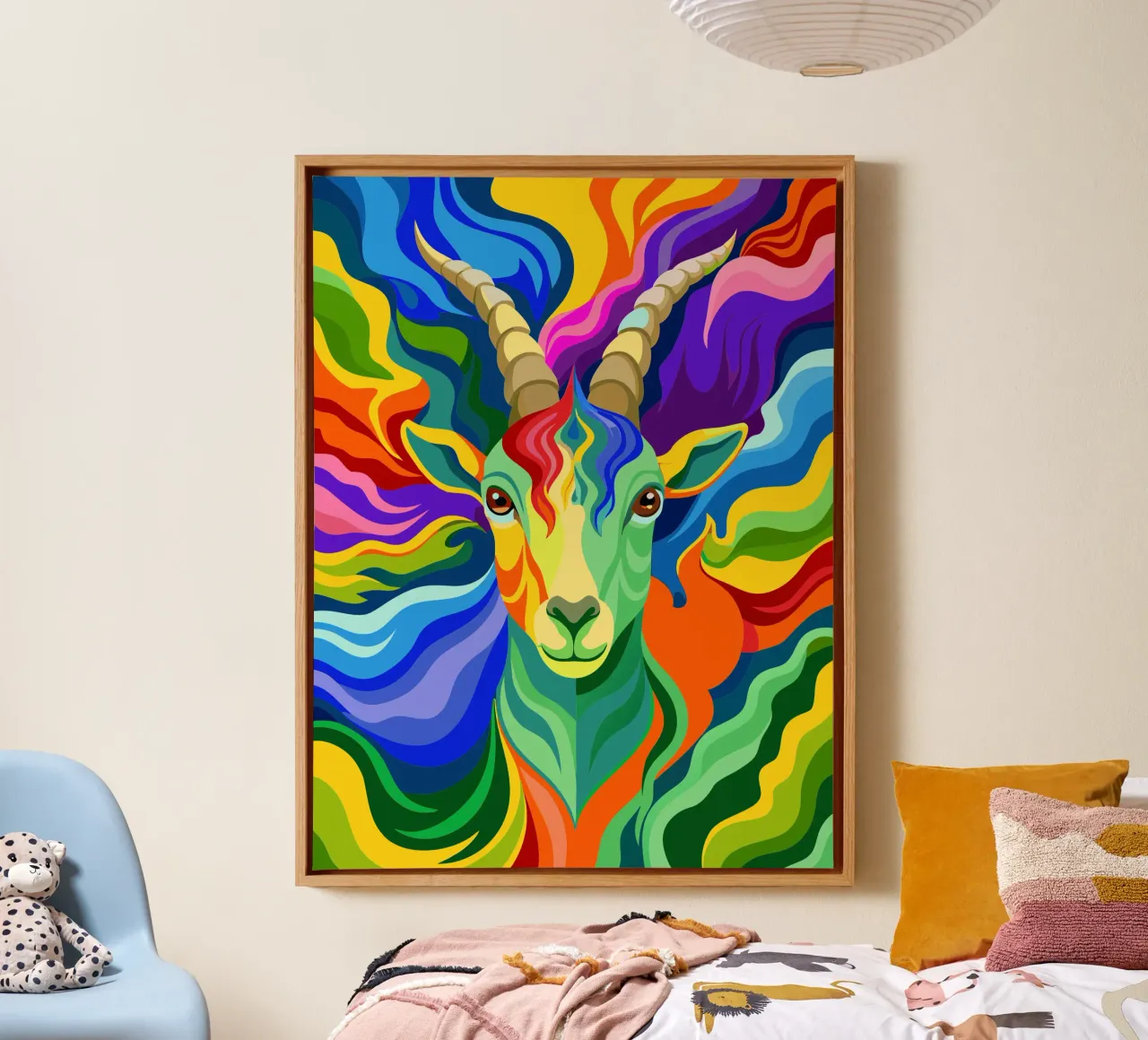 goat vector fullcolor canvas with Floater frame by onelife