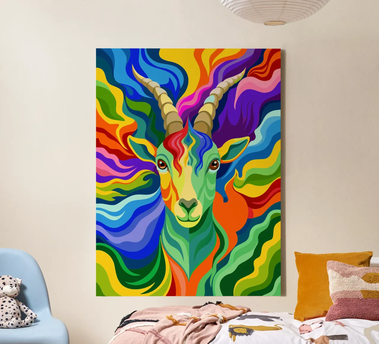 goat vector fullcolor canvas with Floater frame by onelife