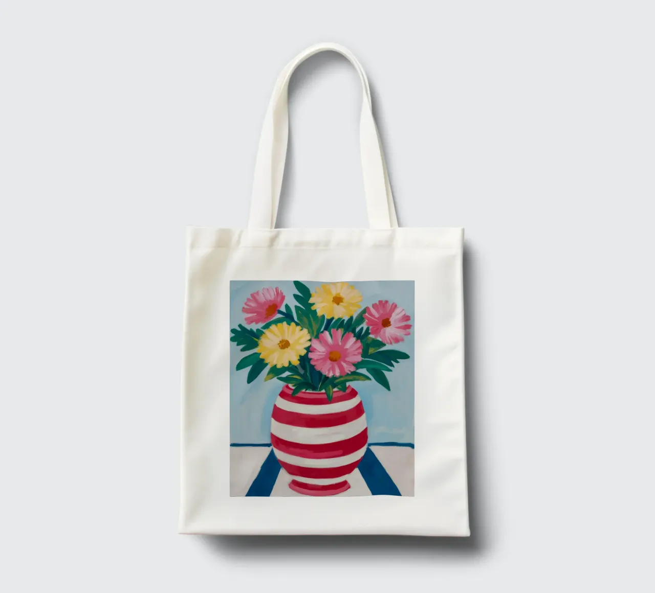 Vaso a righe rosse borsa in juta da Muse Artworks