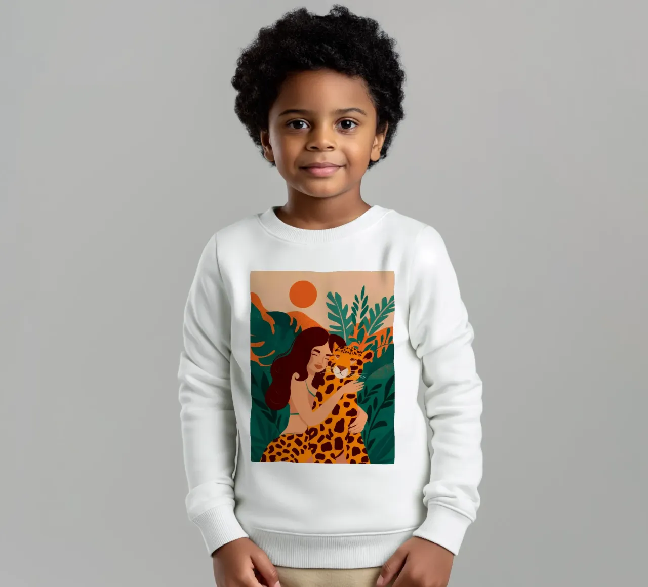 Jungle Giraffe Embrace kids sweatshirt by Peak Delusion