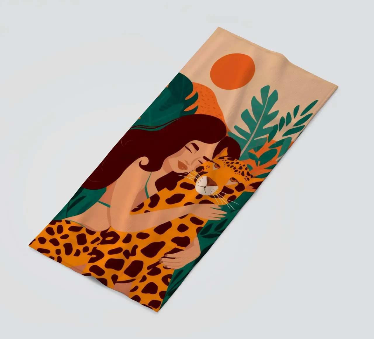 Jungle Giraffe Embrace beach towel by Peak Delusion