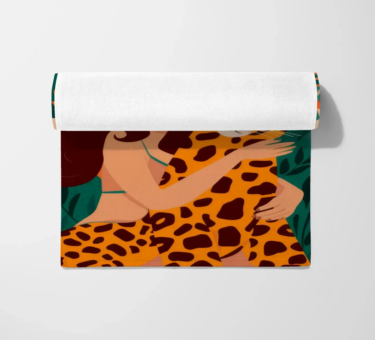 Jungle Giraffe Embrace beach towel by Peak Delusion
