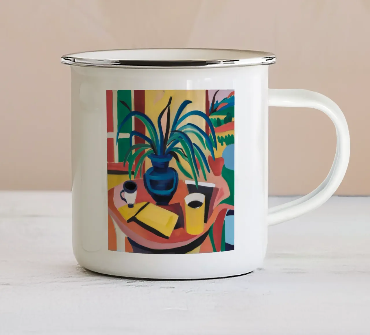 Caffè e foglie tazza in smalto da Stone Decade