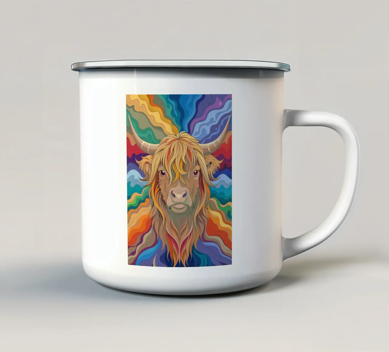vettore mucca highland fullcolor tazza in smalto da onelife