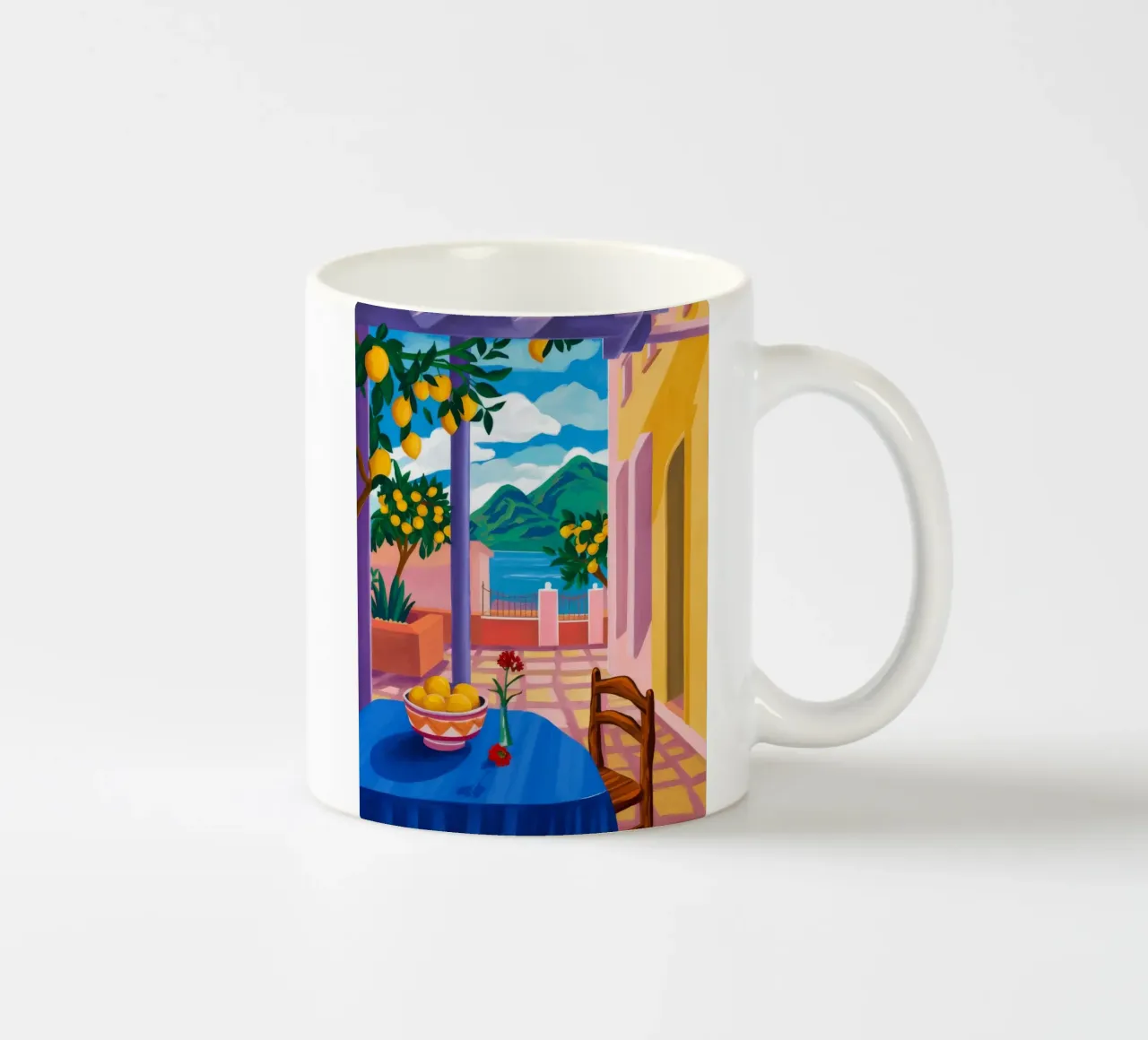 Blauer Tisch Zitronenbaum Keramik Tasse von FadeAura