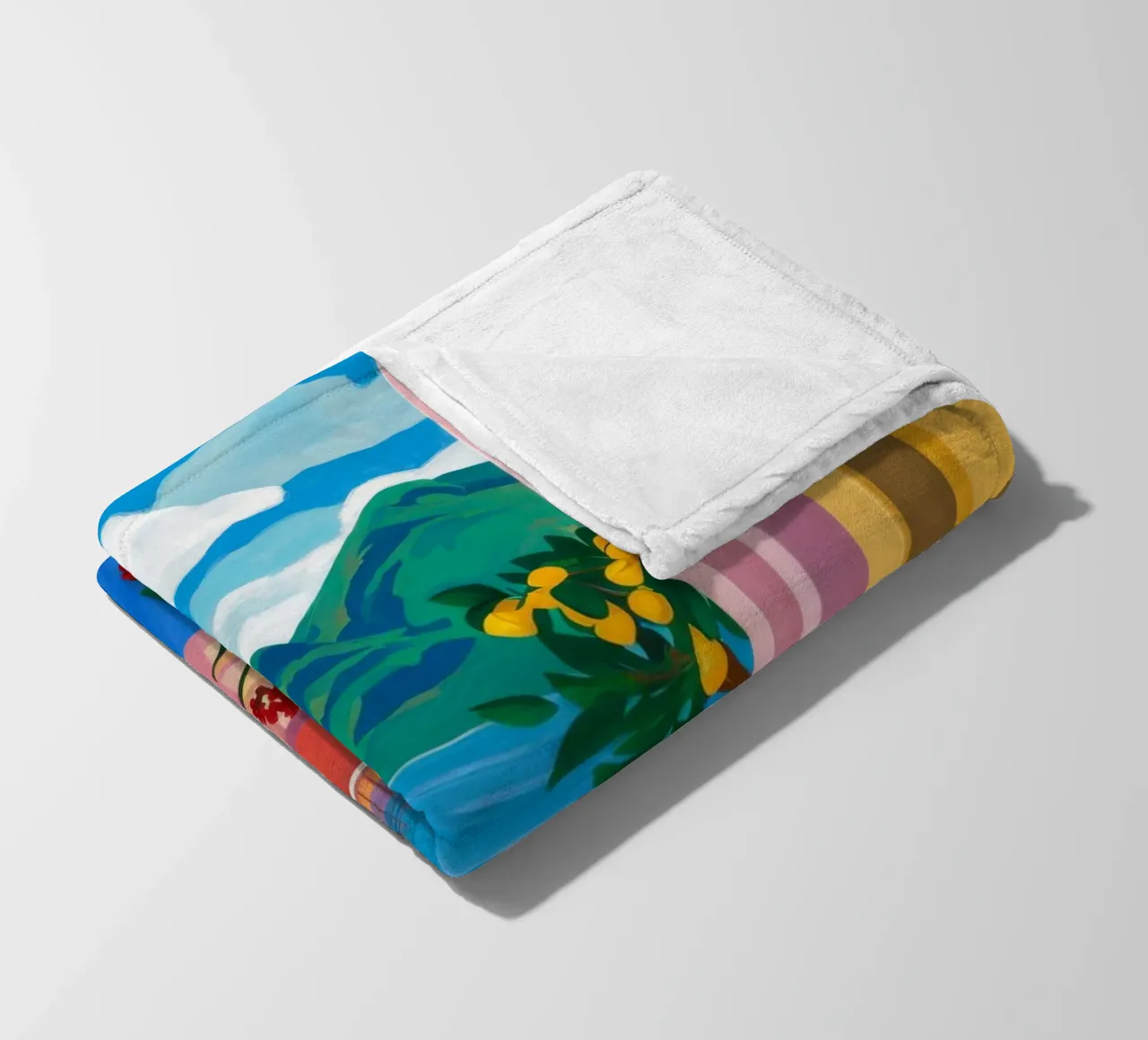Blue Table Lemon Tree fleece blanket by FadeAura
