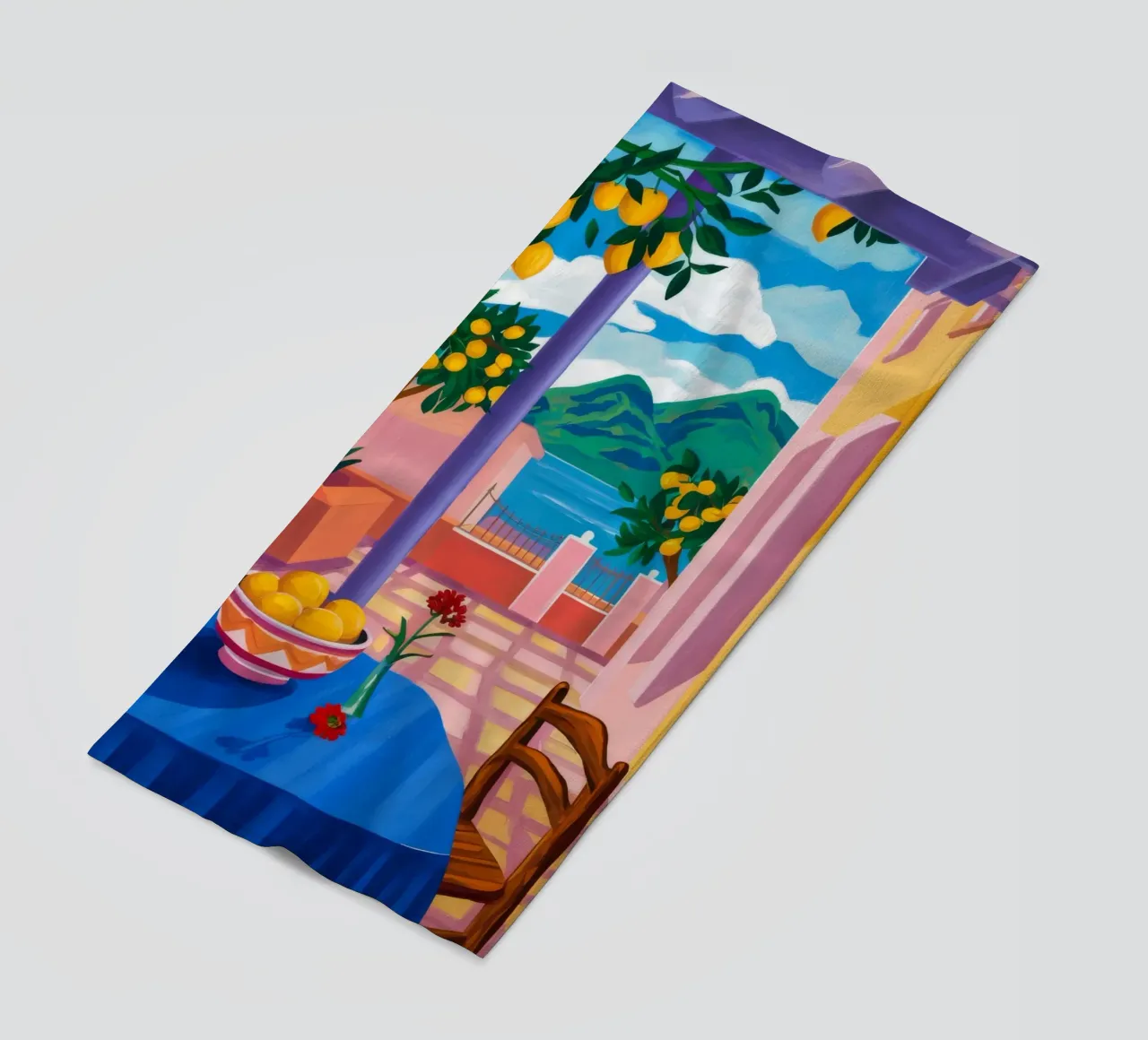 Blue Table Lemon Tree beach towel by FadeAura