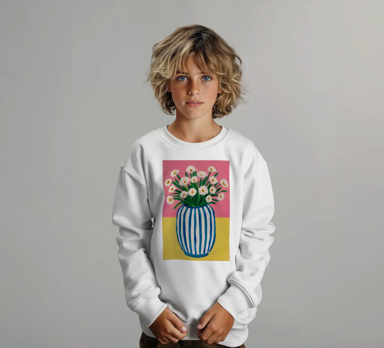 Vaso a righe blu felpa bambino da Muse Artworks
