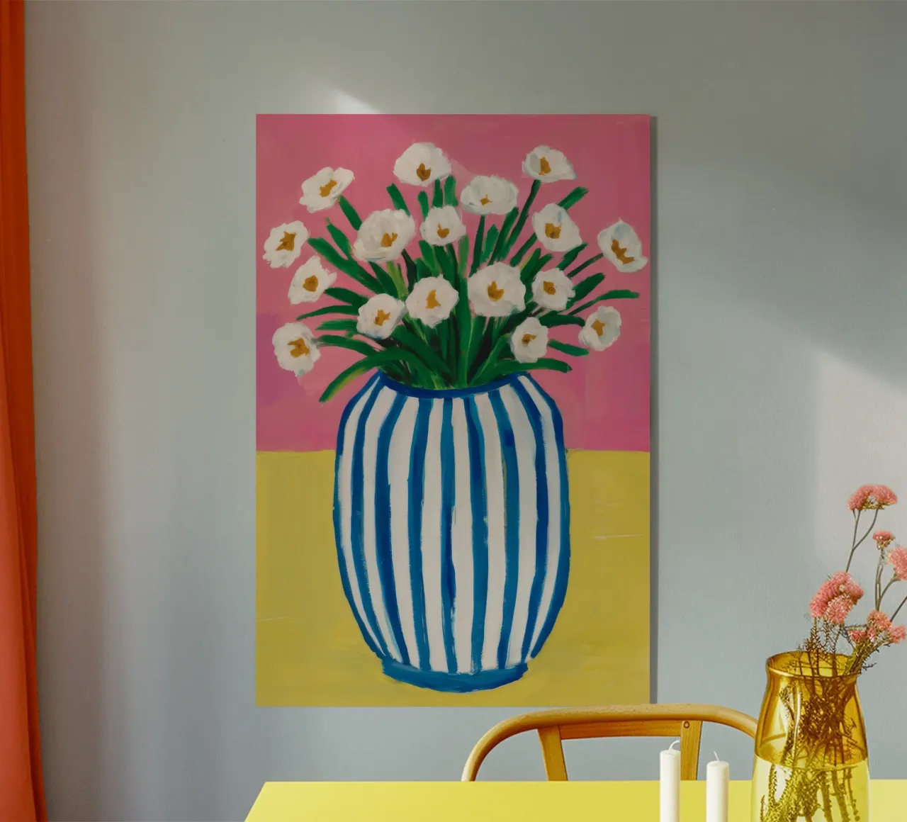 Vaso a righe blu plexiglass da Muse Artworks