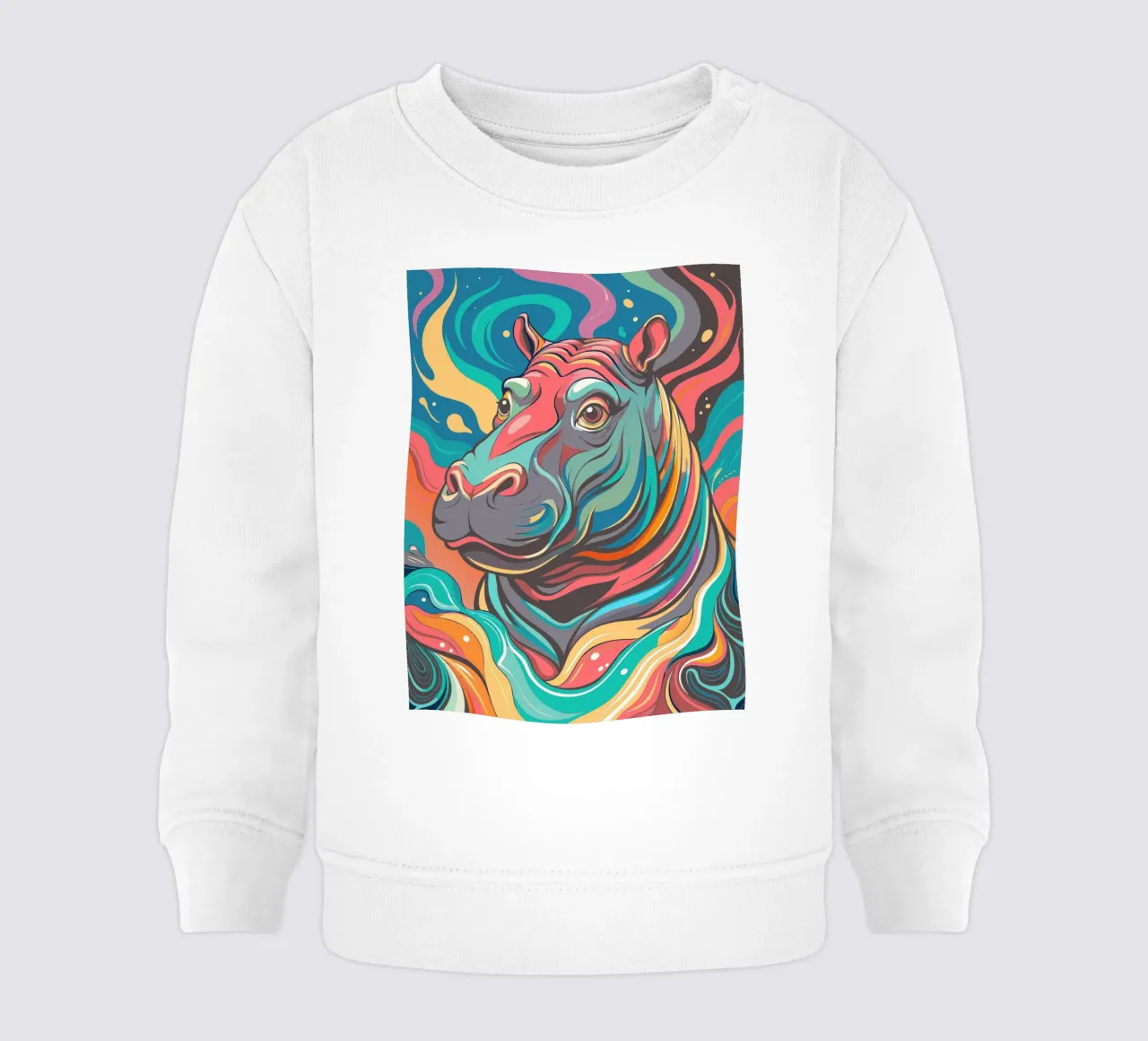 hippopotamus vector fullcolor baby sweatshirt by onelife