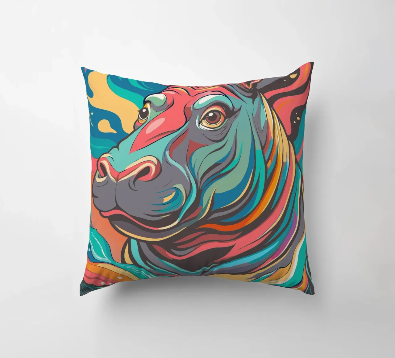 ippopotamo vettore fullcolor cuscino da onelife
