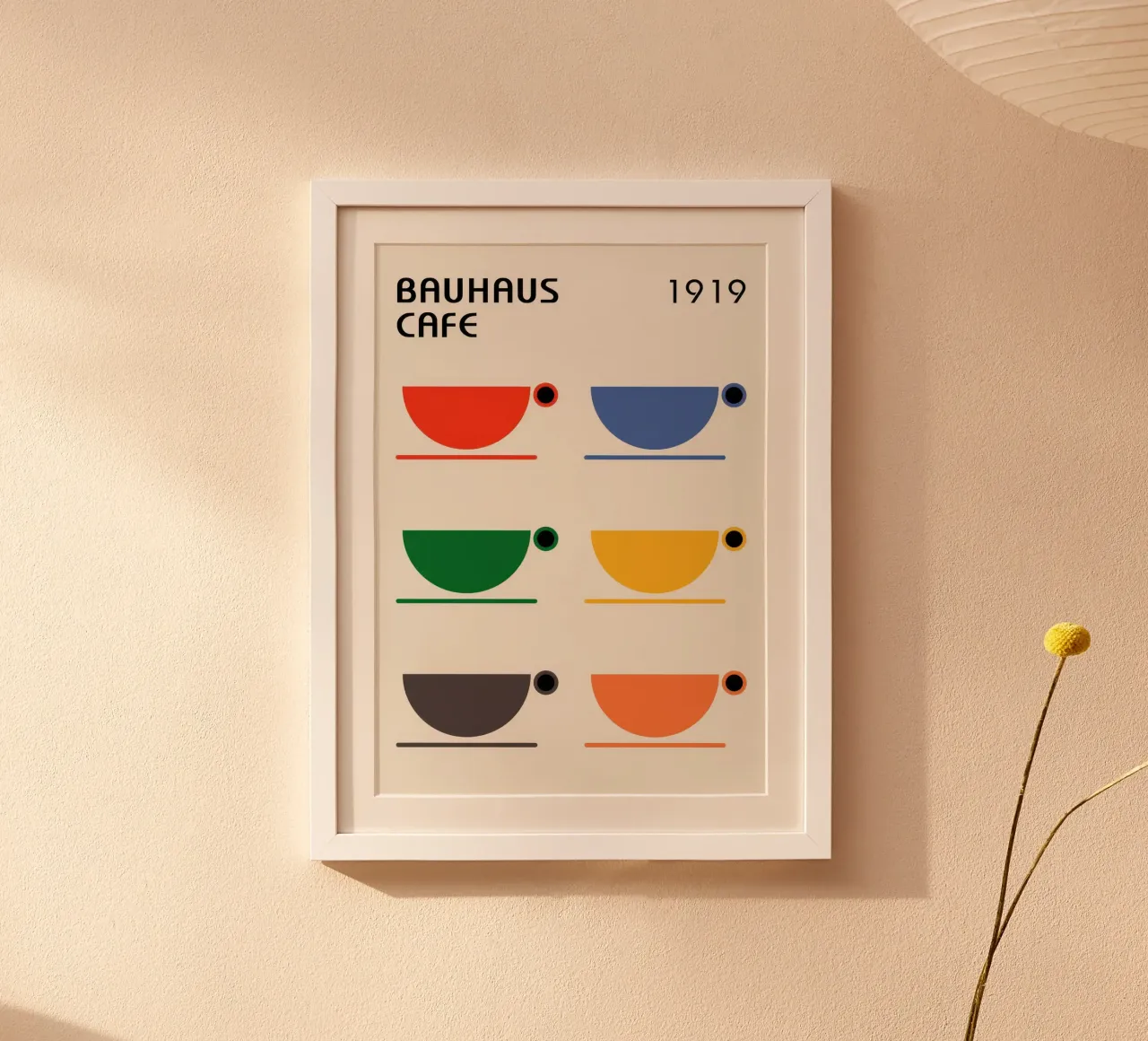 Bauhaus Cafe poster with wooden frame by Attaboy Dsgn