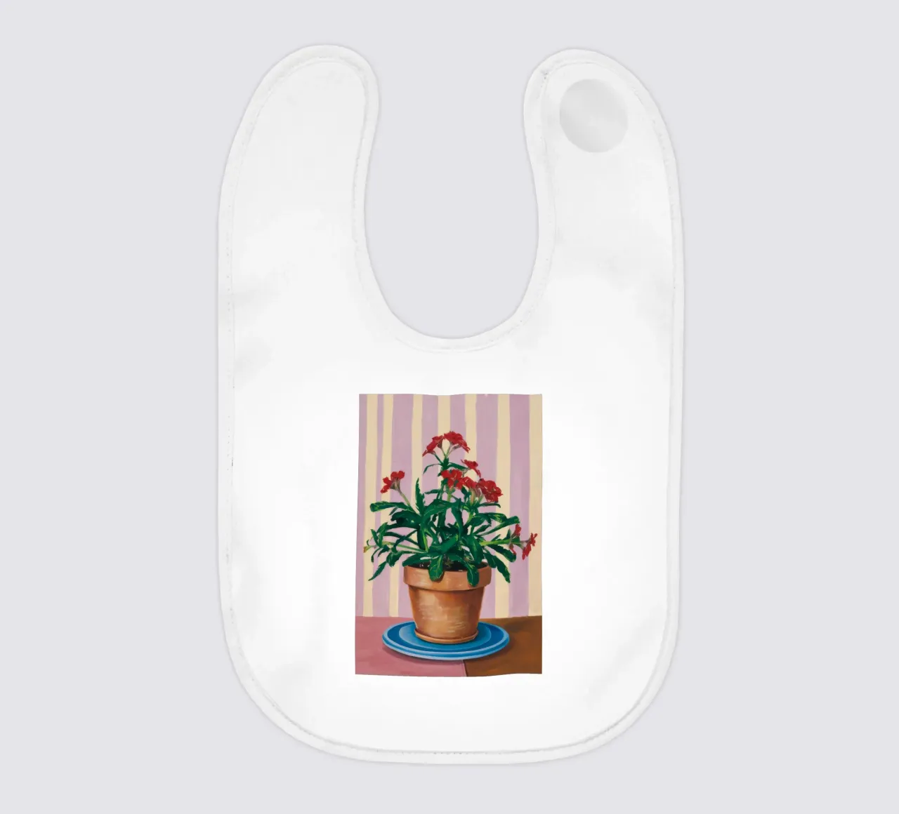 Terracotta Pot Striped Wall baby bib by Muse Artworks