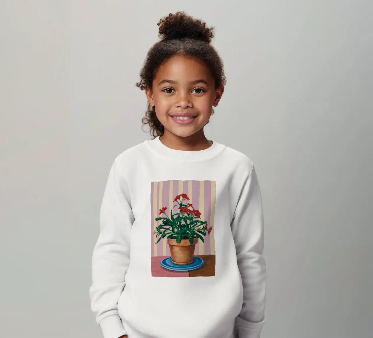 Terracotta Pot Striped Wall kids sweatshirt by Muse Artworks