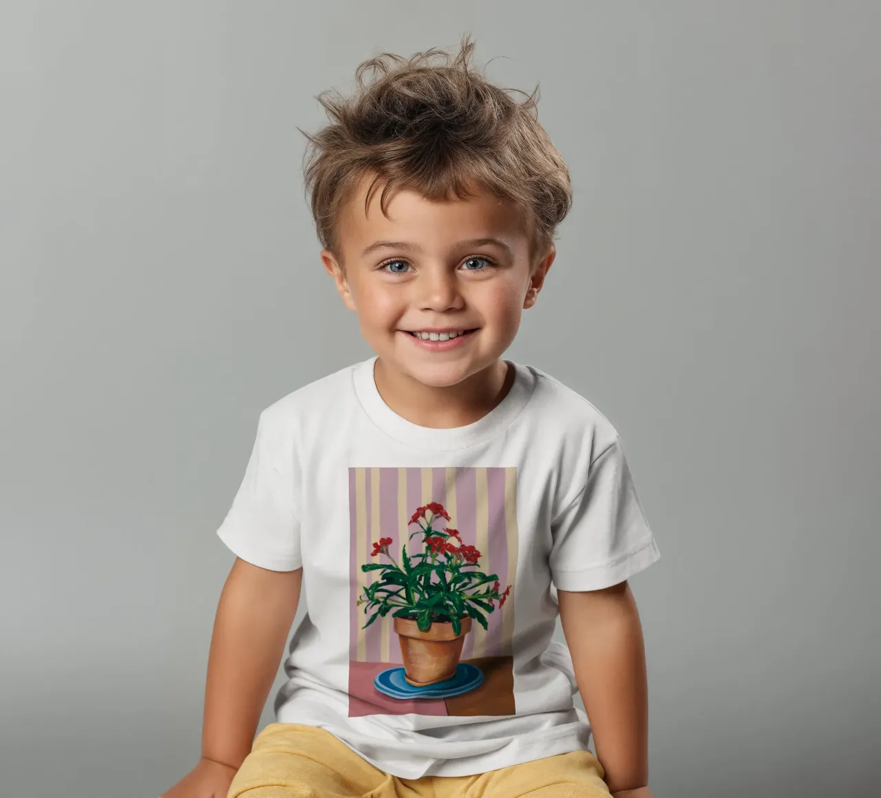 Terracotta Pot Striped Wall kids t-shirt by Muse Artworks