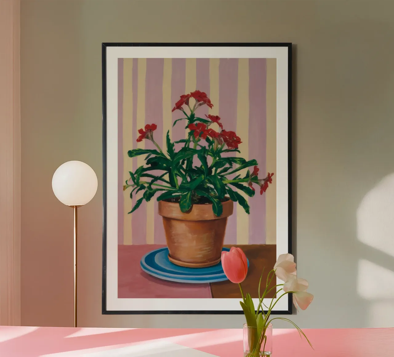 Terracotta Pot Striped Wall hahnemühle by Muse Artworks