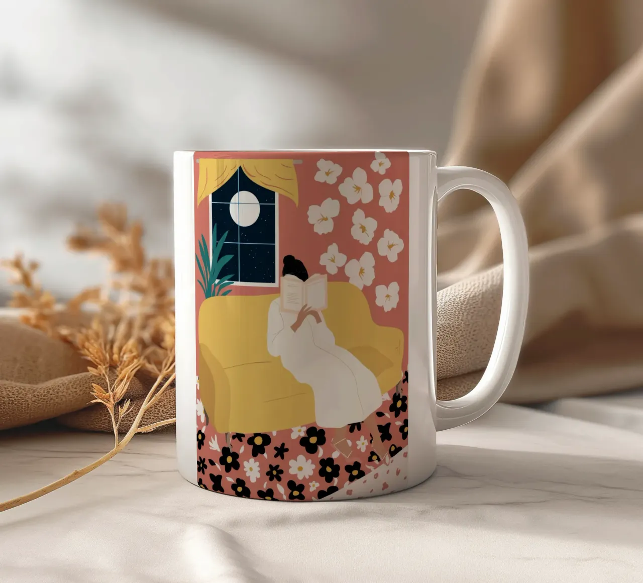 Divano gatto bianco tazza in ceramica da Peak Delusion