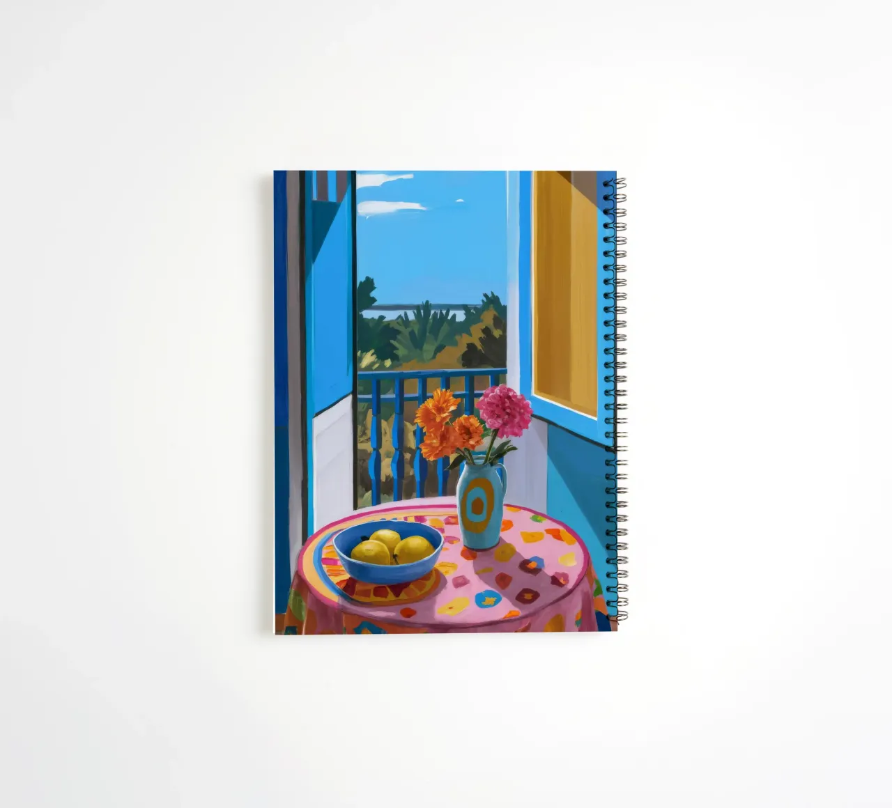 Blue Balcony Seaview spiral notebook by FadeAura